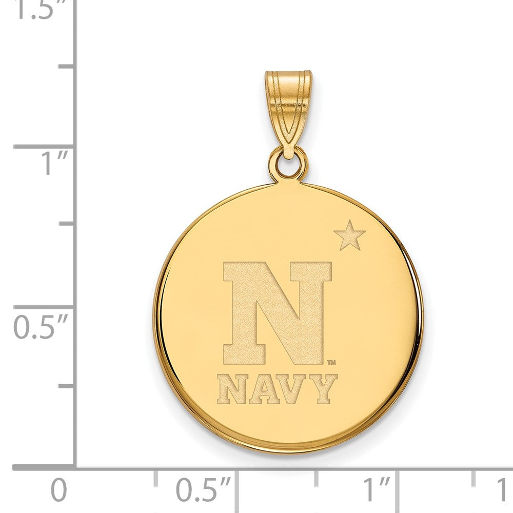 Sterling Silver Gold-plated LogoArt US Naval Academy Large Disc Pendant