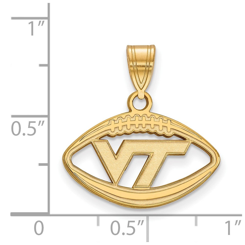 Sterling Silver Gold-plated LogoArt Virginia Tech V-T Football Pendant