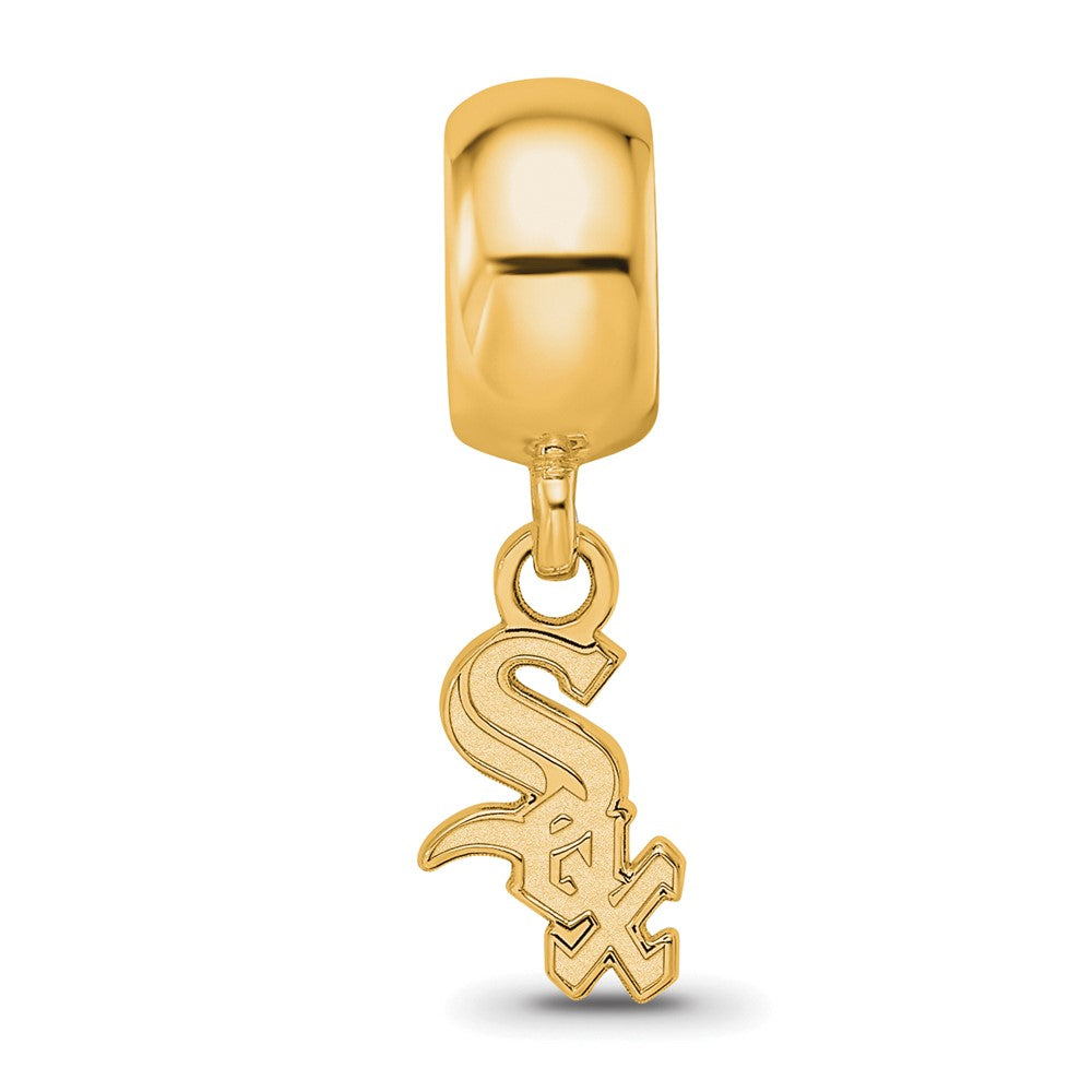 Sterling Silver Gold Plated Major League Baseball LogoArt Chicago White Sox Dangle Bead