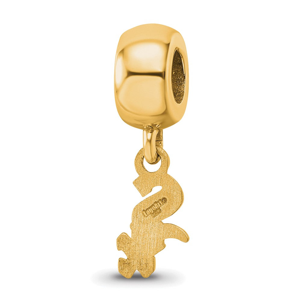 Sterling Silver Gold Plated Major League Baseball LogoArt Chicago White Sox Dangle Bead
