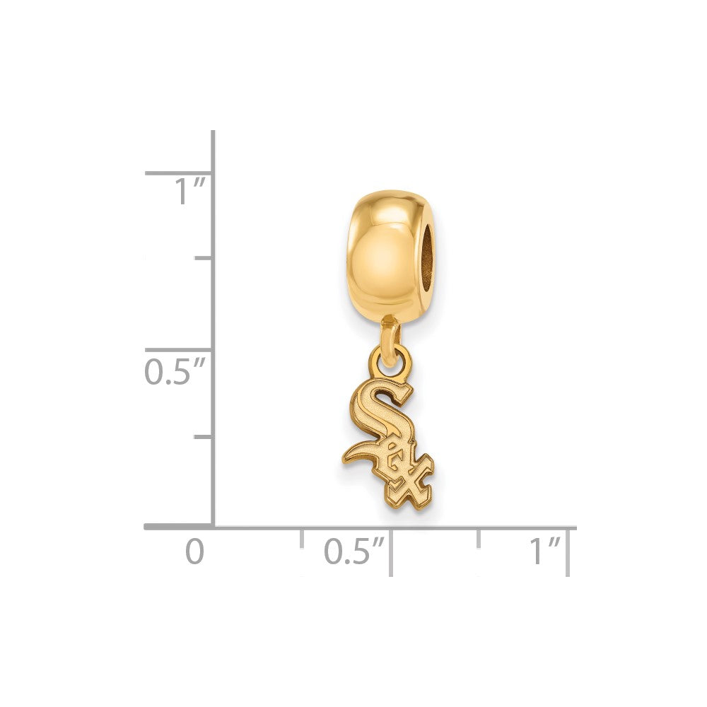 Sterling Silver Gold Plated Major League Baseball LogoArt Chicago White Sox Dangle Bead