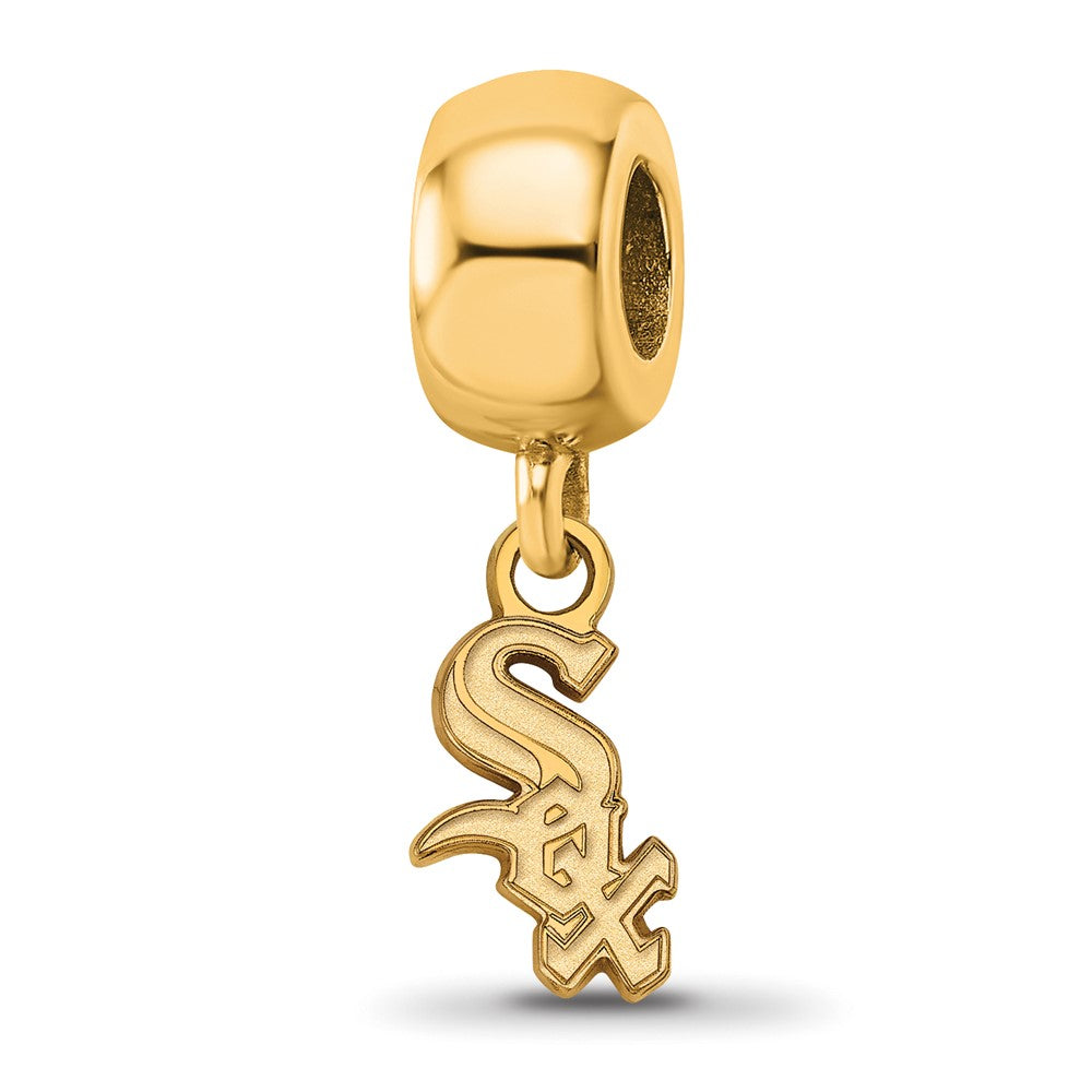 Sterling Silver Gold Plated Major League Baseball LogoArt Chicago White Sox Dangle Bead