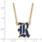 Sterling Silver Gold-plated LogoArt Rice University Letter R Large Enameled Pendant 18 inch Necklace