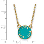 Sterling Silver Gold-plated LogoArt Zeta Tau Alpha Sorority Text Small Color Enamel Pendant 18 inch Necklace