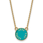Sterling Silver Gold-plated LogoArt Zeta Tau Alpha Sorority Text Small Color Enamel Pendant 18 inch Necklace