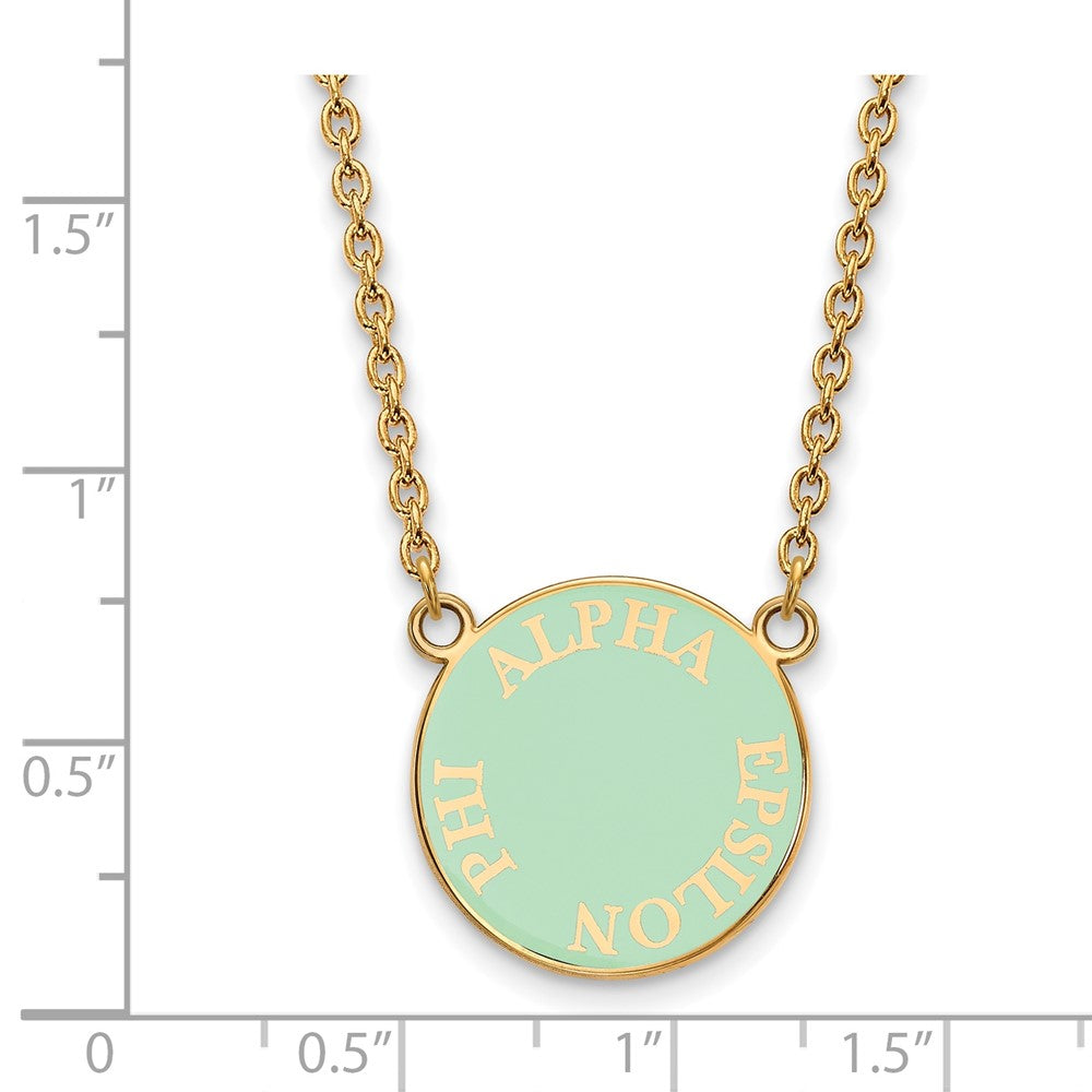 Sterling Silver Gold-plated LogoArt Alpha Epsilon Phi Sorority Text Small Color Enamel Pendant 18 inch Necklace