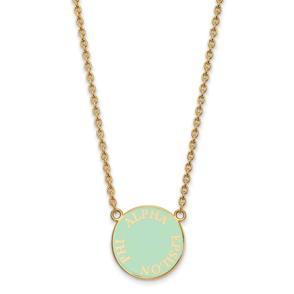 Sterling Silver Gold-plated LogoArt Alpha Epsilon Phi Sorority Text Small Color Enamel Pendant 18 inch Necklace