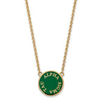 Sterling Silver Gold-plated LogoArt Alpha Sigma Tau Sorority Text Large Color Enamel Pendant 18 inch Necklace