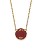 Sterling Silver Gold-plated LogoArt Alpha Phi Sorority Text Large Color Enamel Pendant 18 inch Necklace
