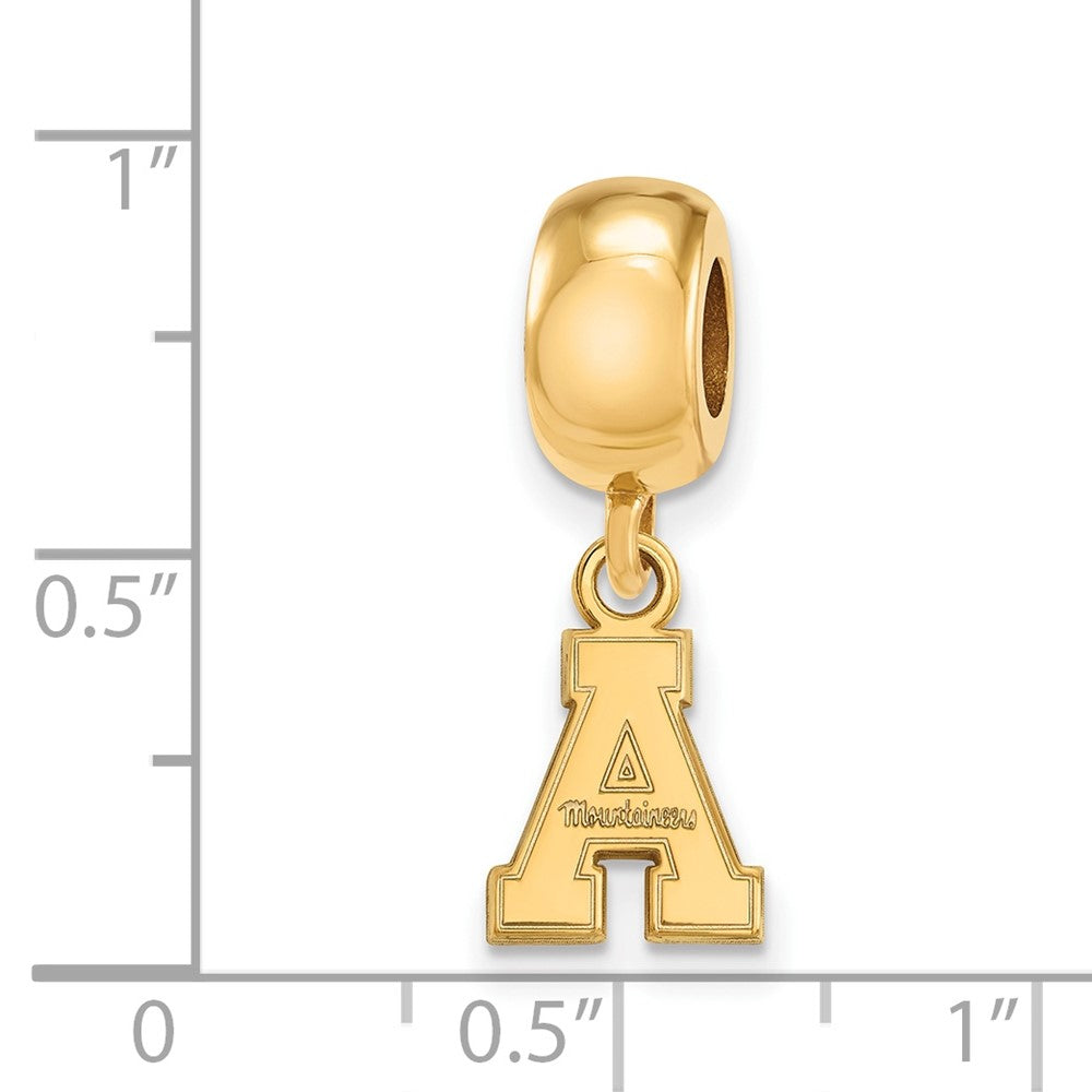 Sterling Silver Gold-plated LogoArt Appalachian State University Extra Small Dangle Bead Charm