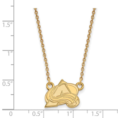 10k Gold NHL LogoArt Colorado Avalanche Letter A Small Pendant 18 inch Necklace
