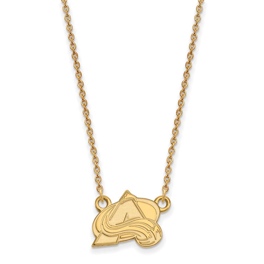 10k Gold NHL LogoArt Colorado Avalanche Letter A Small Pendant 18 inch Necklace