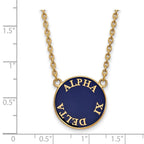 Sterling Silver Gold-plated LogoArt Alpha Xi Delta Sorority Text Large Color Enamel Pendant 18 inch Necklace