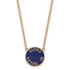 Sterling Silver Gold-plated LogoArt Alpha Xi Delta Sorority Text Large Color Enamel Pendant 18 inch Necklace