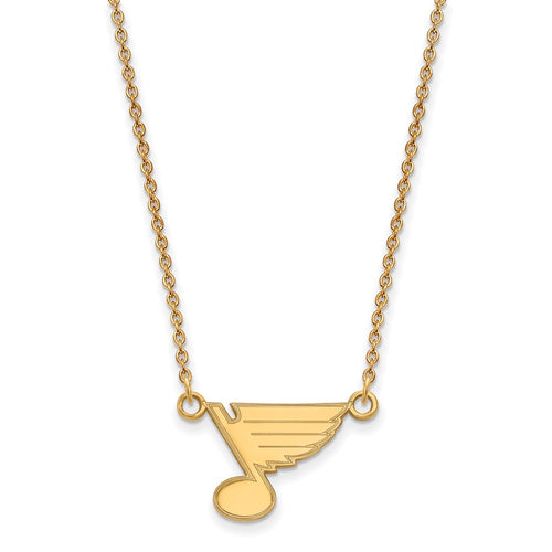 10k Gold NHL LogoArt St. Louis Blues Small Pendant 18 inch Necklace