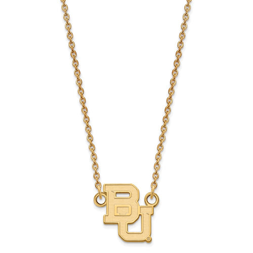 10k Gold LogoArt Baylor University Bears Small Pendant 18 inch Necklace