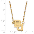 Sterling Silver Gold-plated LogoArt Baylor University Bears Small Pendant 18 inch Necklace