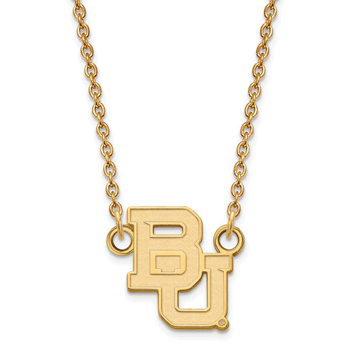 10k Gold LogoArt Baylor University Bears Small Pendant 18 inch Necklace