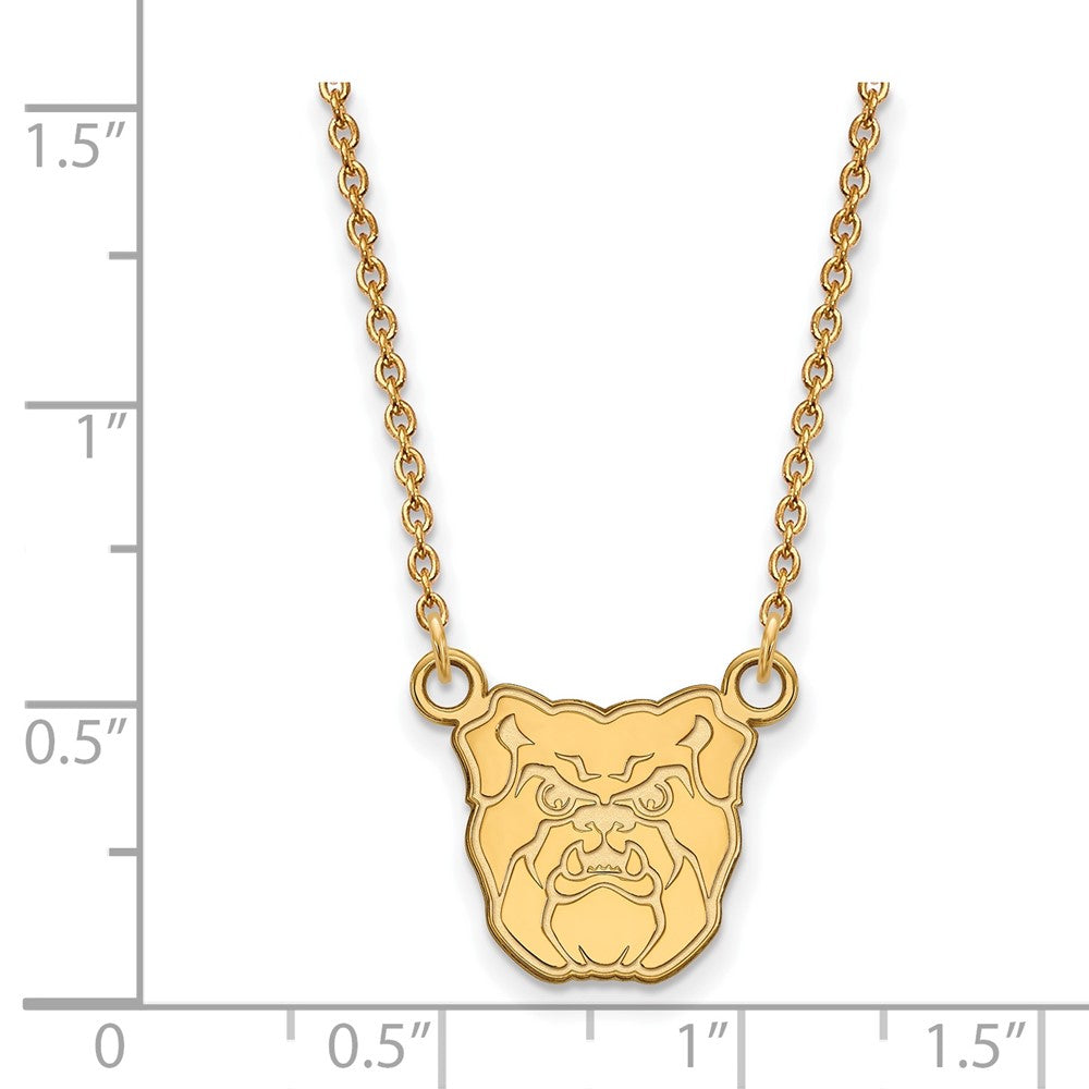 Sterling Silver Gold-plated LogoArt Butler University Bulldog Small Pendant 18 inch Necklace