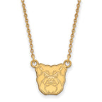Sterling Silver Gold-plated LogoArt Butler University Bulldog Small Pendant 18 inch Necklace