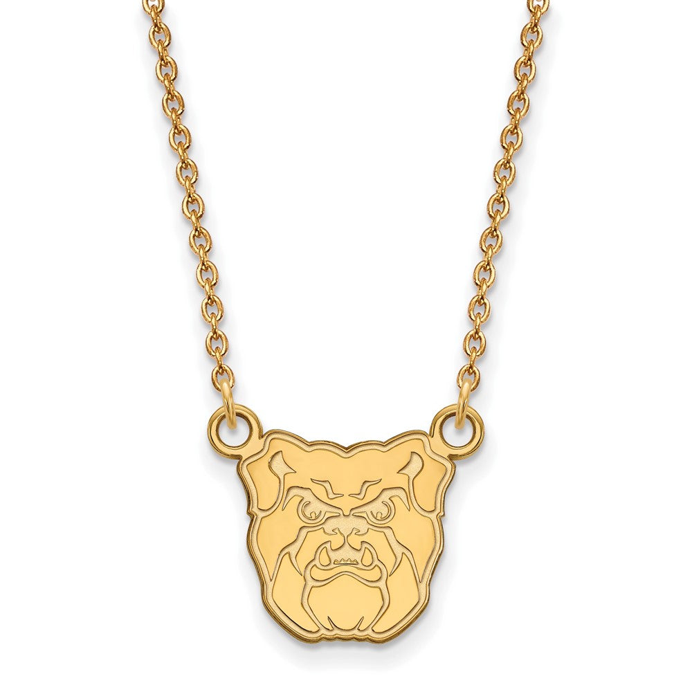 Sterling Silver Gold-plated LogoArt Butler University Bulldog Small Pendant 18 inch Necklace
