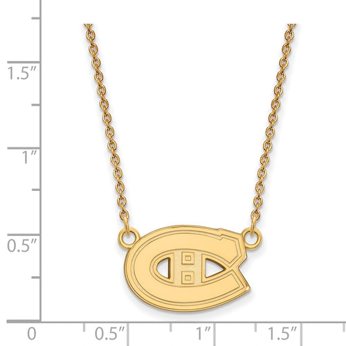 10k Gold NHL LogoArt Montreal Canadiens Small Pendant 18 inch Necklace