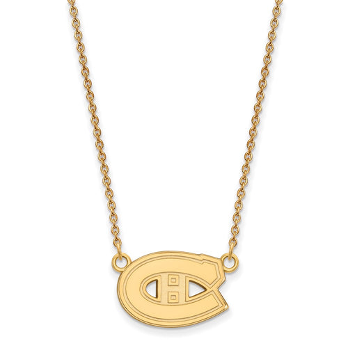 10k Gold NHL LogoArt Montreal Canadiens Small Pendant 18 inch Necklace