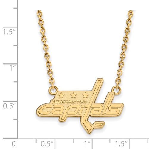 10k Gold NHL LogoArt Washington Capitals Large Pendant 18 inch Necklace