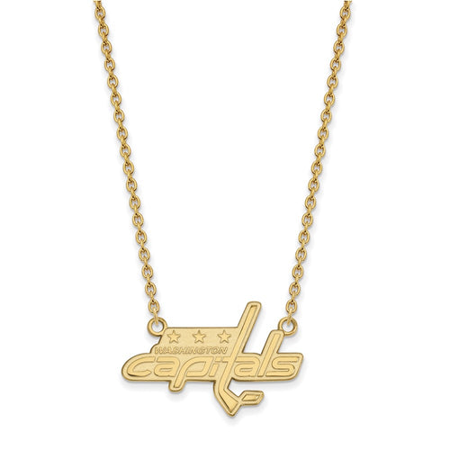 10k Gold NHL LogoArt Washington Capitals Large Pendant 18 inch Necklace