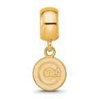 Sterling Silver Gold Plated Major League Baseball LogoArt Chicago Cubs Dangle Bead