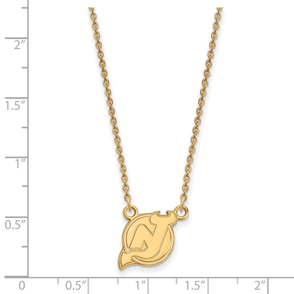 14k Gold NHL LogoArt New Jersey Devils Small Pendant 18 inch Necklace