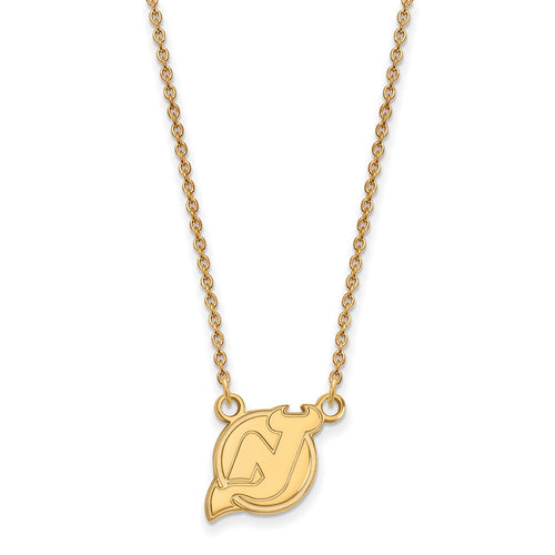 10k Gold NHL LogoArt New Jersey Devils Small Pendant 18 inch Necklace