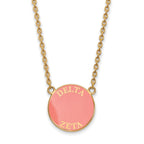 Sterling Silver Gold-plated LogoArt Delta Zeta Sorority Text Large Color Enamel Pendant 18 inch Necklace