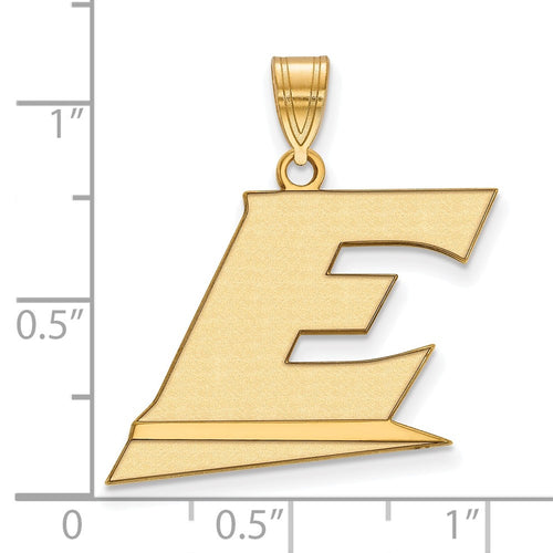 10k Gold LogoArt Eastern Kentucky University Letter E Large Pendant