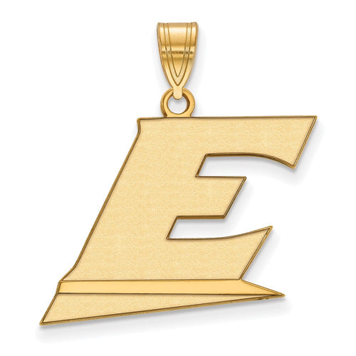 10k Gold LogoArt Eastern Kentucky University Letter E Large Pendant