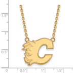 14k Gold NHL LogoArt Calgary Flames Letter C Large Pendant 18 inch Necklace