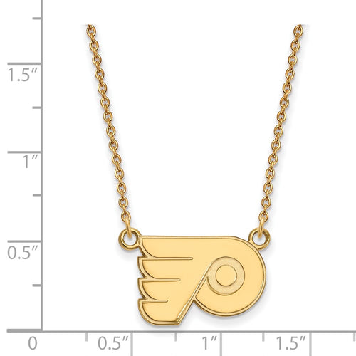 10k Gold NHL LogoArt Philadelphia Flyers Small Pendant 18 inch Necklace