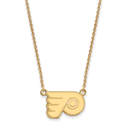 10k Gold NHL LogoArt Philadelphia Flyers Small Pendant 18 inch Necklace