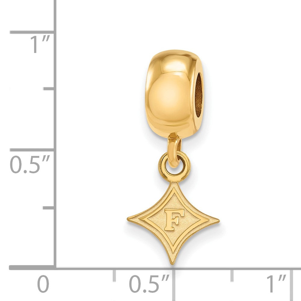 Sterling Silver Gold-plated LogoArt Furman University Extra Small Dangle Bead Charm