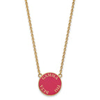 Sterling Silver Gold-plated LogoArt Gamma Phi Beta Sorority Text Large Color Enamel Pendant 18 inch Necklace