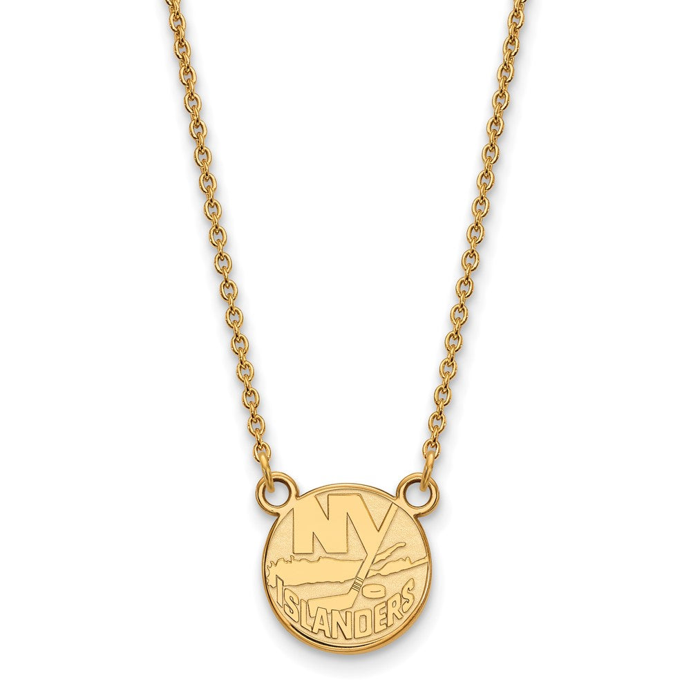 Sterling Silver Gold-plated NHL LogoArt New York Islanders Small Pendant 18 inch Necklace