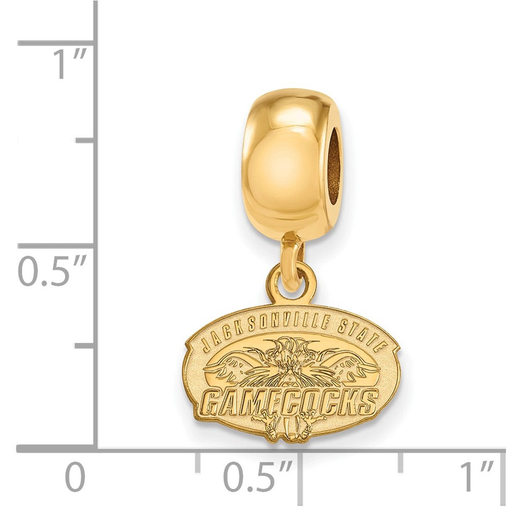 Sterling Silver Gold-plated LogoArt Jacksonville State U. Extra Small Dangle Bead Charm