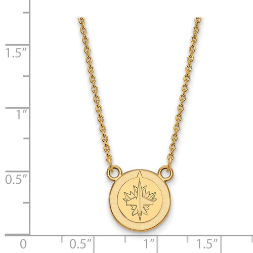 10k Gold NHL LogoArt Winnipeg Jets Small Pendant 18 inch Necklace