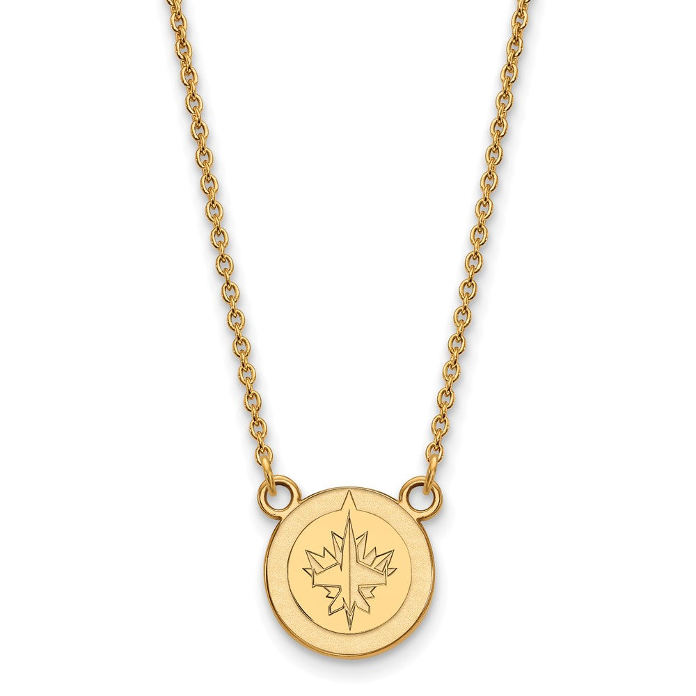 Sterling Silver Gold-plated NHL LogoArt Winnipeg Jets Small Pendant 18 inch Necklace