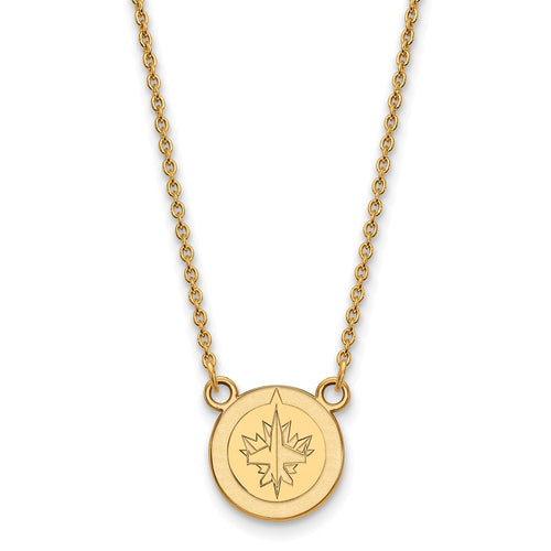 10k Gold NHL LogoArt Winnipeg Jets Small Pendant 18 inch Necklace