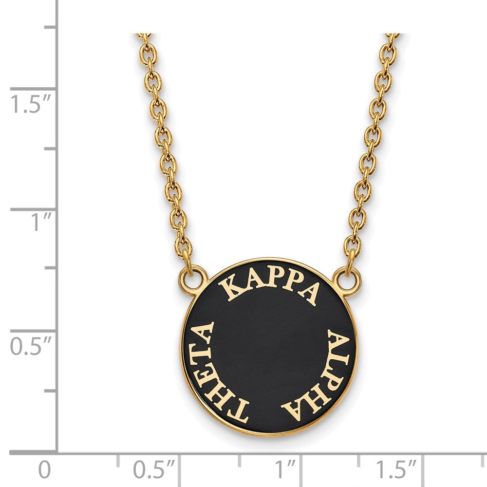 Sterling Silver Gold-plated LogoArt Kappa Alpha Theta Sorority Text Large Color Enamel Pendant 18 inch Necklace