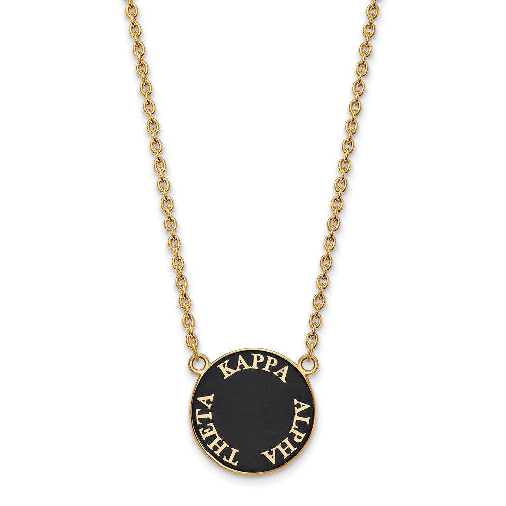 Sterling Silver Gold-plated LogoArt Kappa Alpha Theta Sorority Text Large Color Enamel Pendant 18 inch Necklace