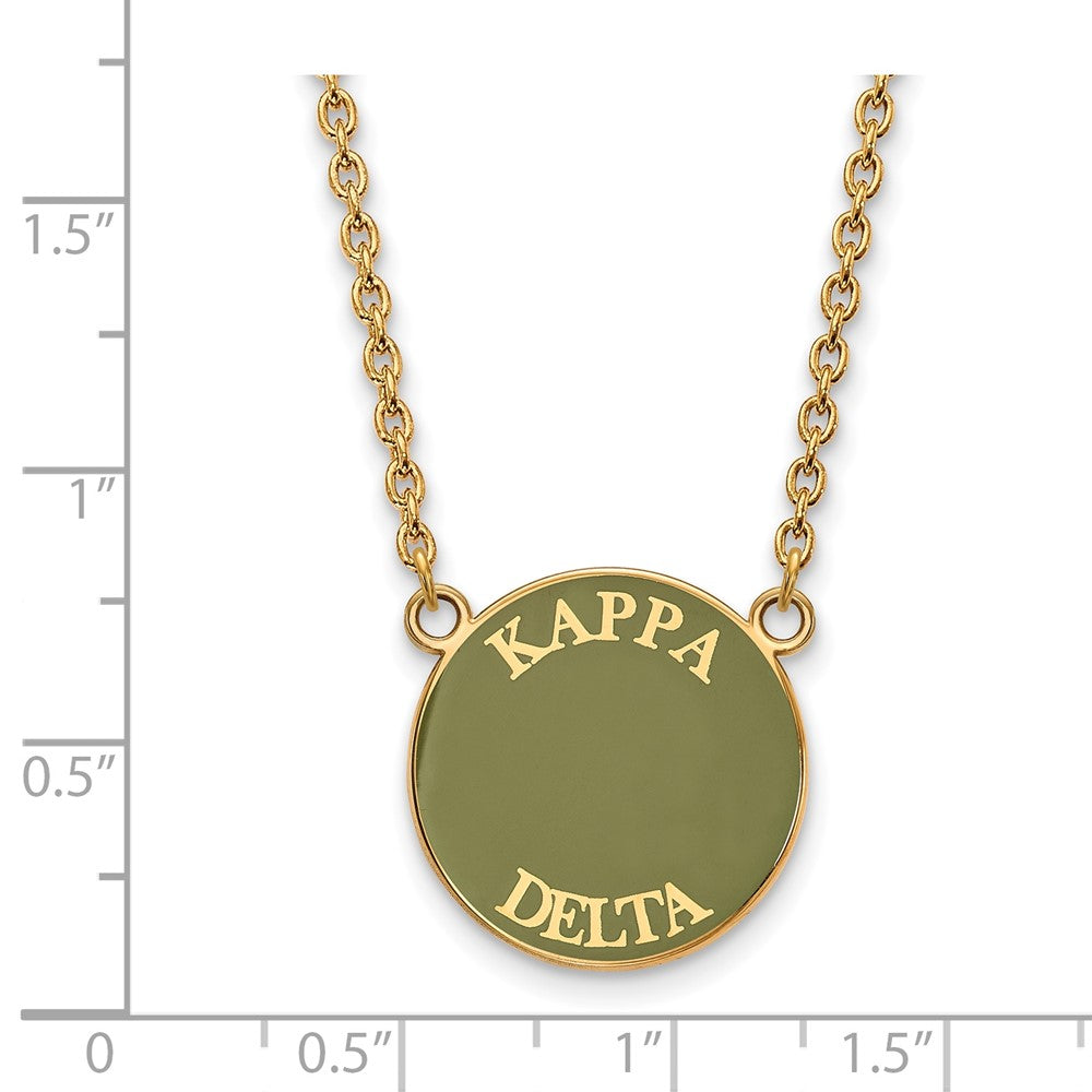Sterling Silver Gold-plated LogoArt Kappa Delta Sorority Text Large Color Enamel Pendant 18 inch Necklace