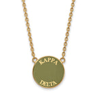 Sterling Silver Gold-plated LogoArt Kappa Delta Sorority Text Large Color Enamel Pendant 18 inch Necklace