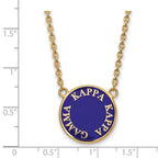 Sterling Silver Gold-plated LogoArt Kappa Kappa Gamma Sorority Text Large Color Enamel Pendant 18 inch Necklace